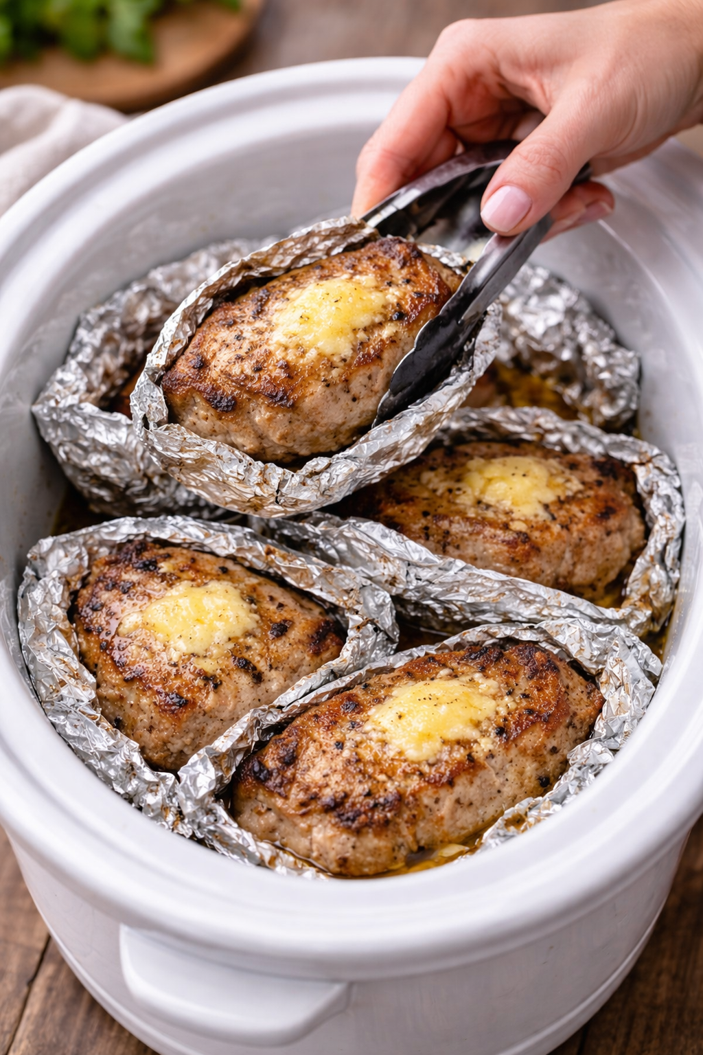 Slow Cooker Garlic Butter Pork Chops (Foil Packets) 1 990fc803 f913 4e36 a727 1deb6959d719