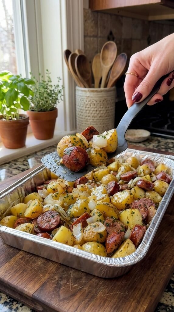 Slow Cooker Sausage And Potato Foil Dinner